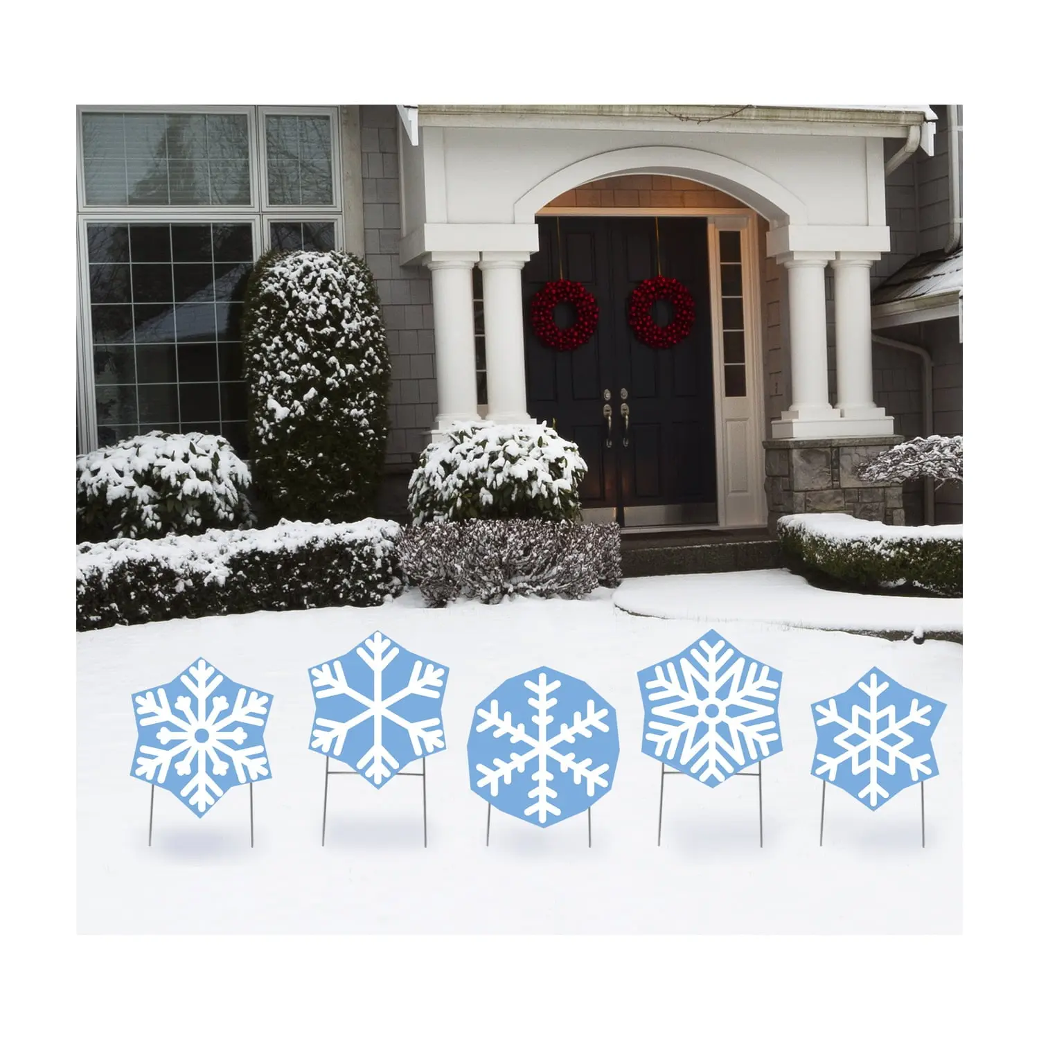 11 x 10 in. Snowflakes Yard Sign, Set of 5