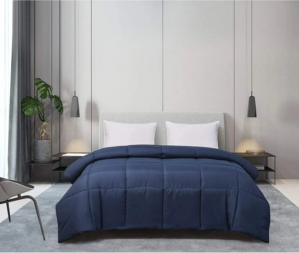 Blue Ridge Home Fashions Classic Microfiber Shell Down Alternative Comforter - Self-Piped Edge, Hypoallergenic, Soft, Durable, Machine Washable, Double-Stitch, Ideal for Dorm, Master Bedroom, Year-Round Use