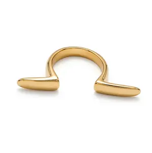 Women's Adjustable U-Shape Cuff Ring - Handmade Recycled Brass Modern Costume Rings, Gold Tone, US Sizes 7-9, Unique African Artisan Craft, Everyday Wear, Cuff Ring Rings