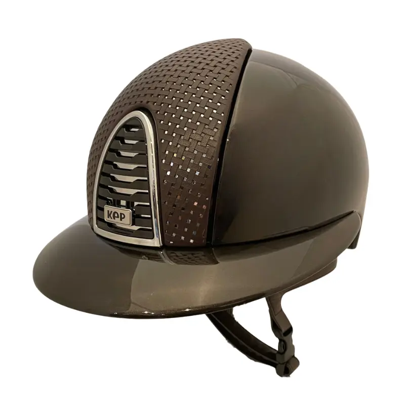 KEP Cromo 2.0 Polish Metal Brown with Brown Verona Insert Wide Polo Brim Helmet