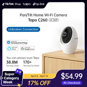 TP-Link & Tapo C260 RoomCam 360° 4K Ultra HD Pan Tilt Dual Band WiFi Indoor Security Camera with AI Face Recognition Two Way Audio and Enhanced Privacy Mode