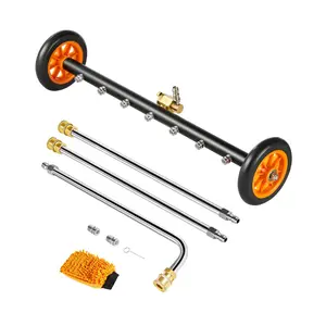 Summervibes VEVOR 24 Pressure Washer Undercarriage Cleaner, Stainless Steel Surface Cleaner for Pressure Washer, 4000 Max PSI, Angle Adjustment Gear, 7 Spray Nozzles, 2 Extended Wands for Driveway, Patio, Deck