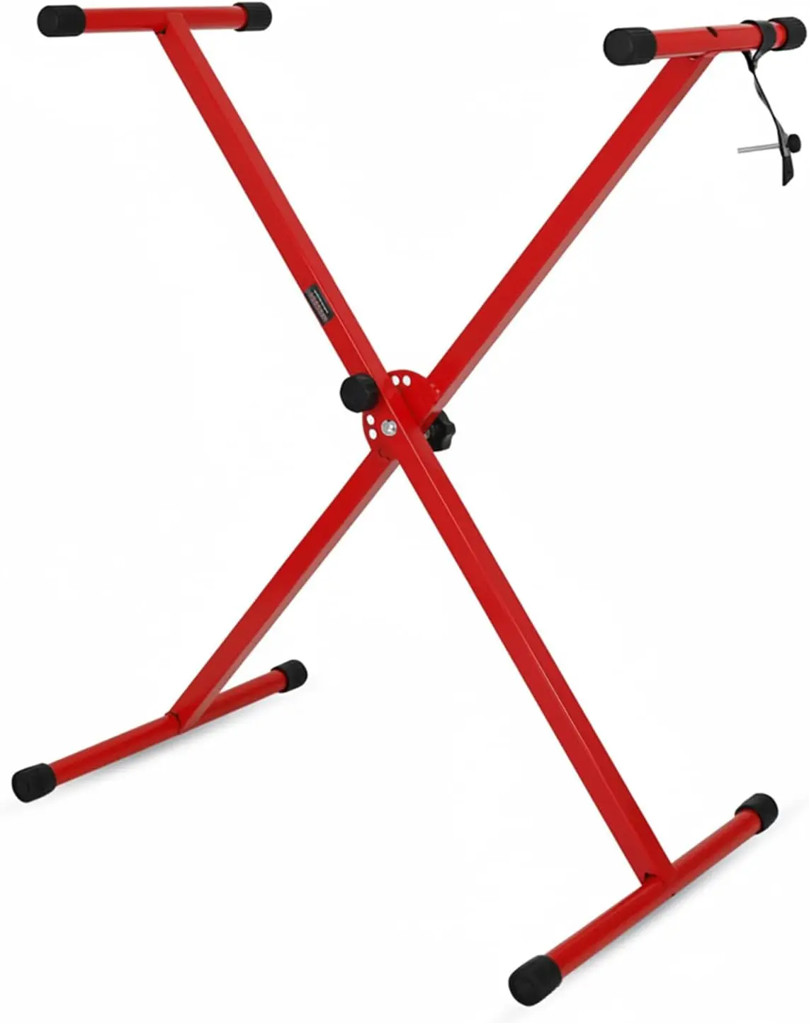 5 CORE Keyboard and Piano Stand Single X Style Height Adjustable Portable Stable Metal Alloy Construction w Locking Strap Easy to Assemble for On Stage Studio Red - KS 1X RED