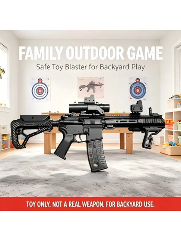 Full Auto Electric Splatter Ball Blaster Rifle, Built-in Li-ion Battery, with Scope & Safe Orange Tip, Kids Outdoor Play Toy, Teen Boy Gift for Age 12+