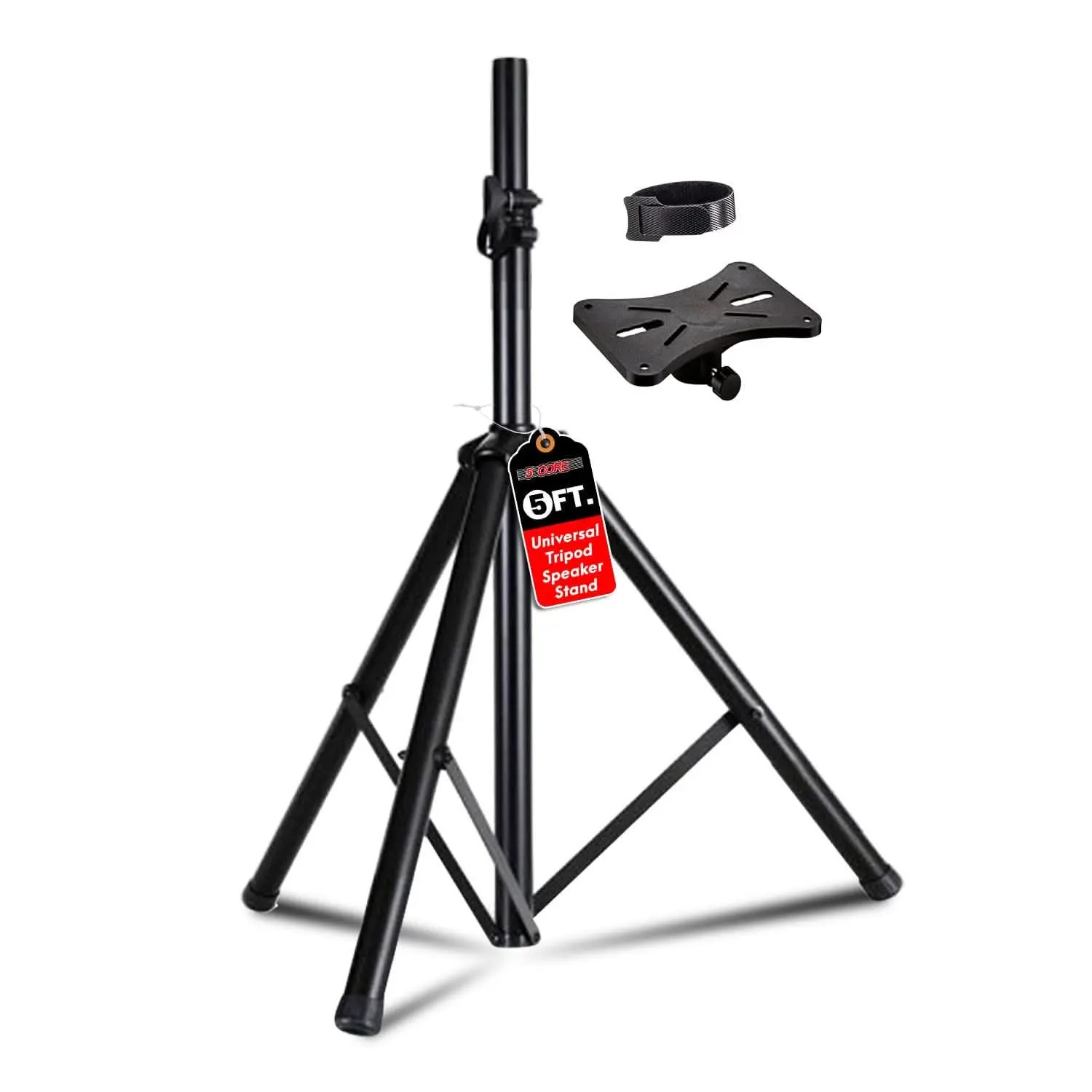 5 Core Heavy-Duty Adjustable Height Metal Speaker Stand Tripod - 29 to 60 in Height Adjust, Universal Mount, Anti-Slip Design, Audio Accessories for PA DJ Studio Monitors