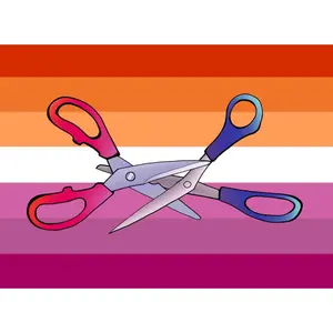 Sunset Lesbian Pride Flag - Scissors /Caitvi print - LGBTQ+