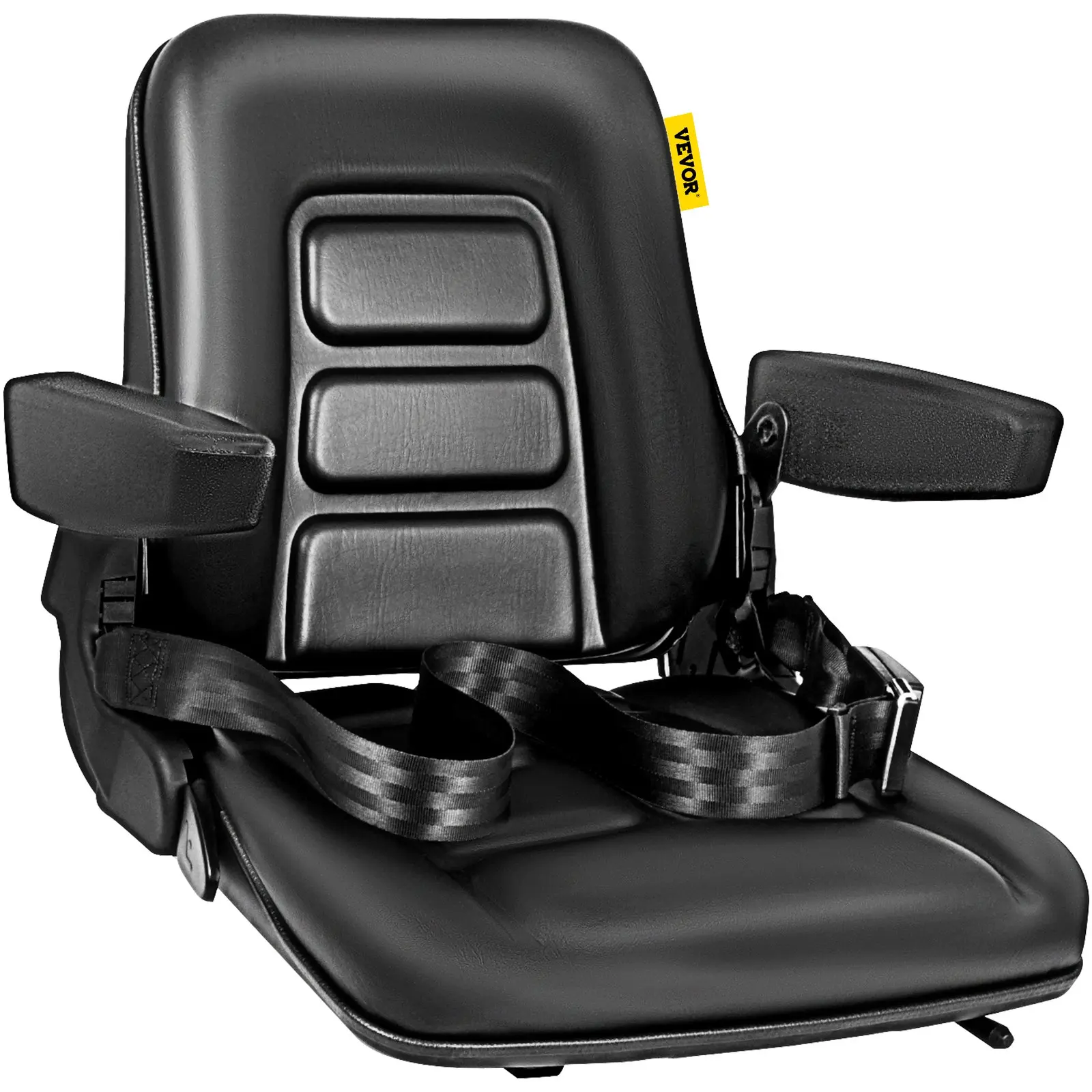 VEVOR Universal Fold Down Forklift Seat with Retractable Safety Belt, Armrest, Adjustable Seat for Excavator, Forklift, Tractor, Skid Loader, Backhoe Dozer Telehandler