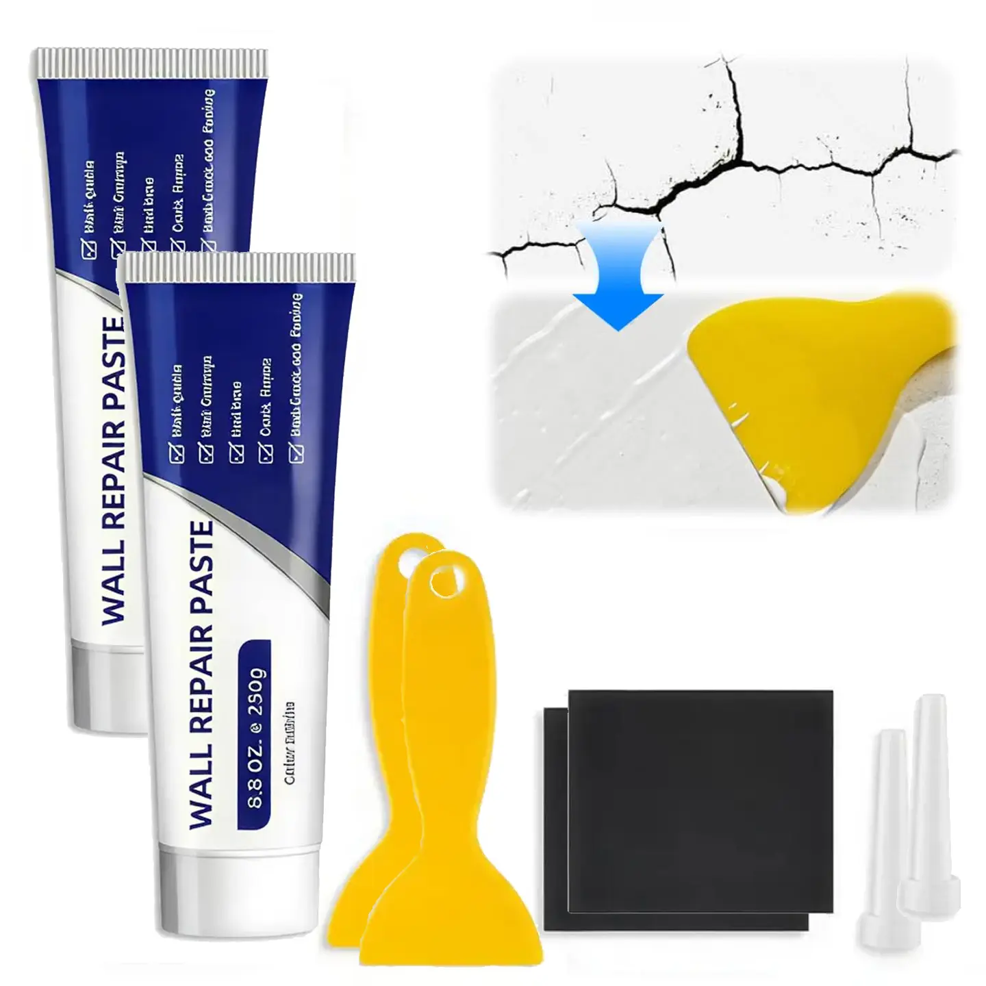 CLOUDSEA 2-Count Drywall Repair Kit with Scraper, White Easy Squeeze Spackle Paste for Simple DIY Use, Fills Nail Holes, Cracks & Dents, Easy Squeeze Paste For Simple Diy Use, Fills Nail Holes, Cracks, And Dents