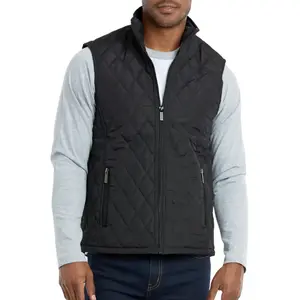 Men’s Diamond Quilted Puffer Vest Full Zip Up With Zippered Pockets Stand Collar Lightweight Causal Sleeveless Jacket Warmth Fall Winter Menswear Tops