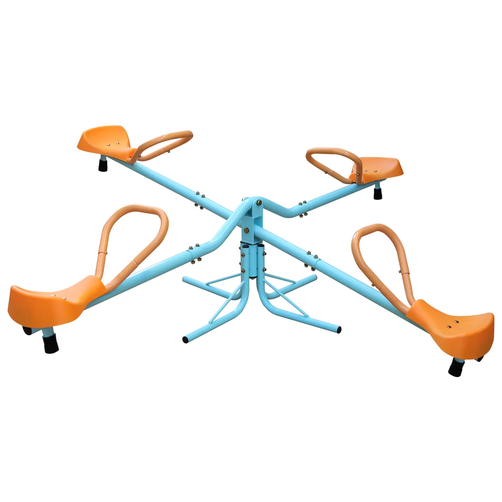 Outdoor Kids Spinning Seesaw Sit and Spin Teeter Totter Outdoor Playground Equipment Swivel Teeter Totter for Backyard , Sky+Orange
