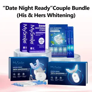 MySmile "Date Night Ready" Couple Oral Teeth Whitening Bundle (His & Hers) - Cordless OG Kit, Cordless Pro Kit, 2 Packs of 7pcs Whitening Strips, Portable Mouthwash, Teeth Brightener with Color Correction & Batteries