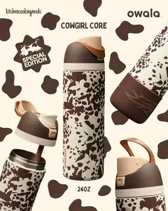 New Owala FreeSip 24oz Cowgirl Edition Insulated Water Bottle Western Style Leak Proof Built In Straw BPA Free Cute Travel Hydration Gift for Her