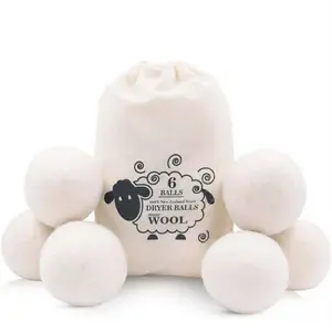 Laundry Wool Dryer Balls - Natural Fabric Softener, Reusable, Reduces Clothing Wrinkles and Saves Drying Time, Better Alternative to Plastic Balls and Liquid Softener (Pack of 6)