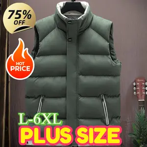 Plus Size Men Winter Vest Windproof Sleeveless Jacket Sleeveless Vest Casual Men down Cotton Warm Thicken Waistcoat Thick