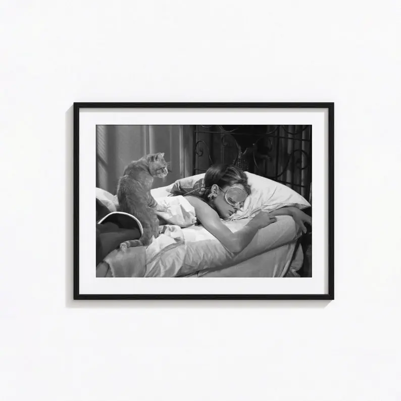Audrey Hepburn Print, Breakfast at Tiffany's Poster, Black and White Wall Art, Vintage Print, No frame