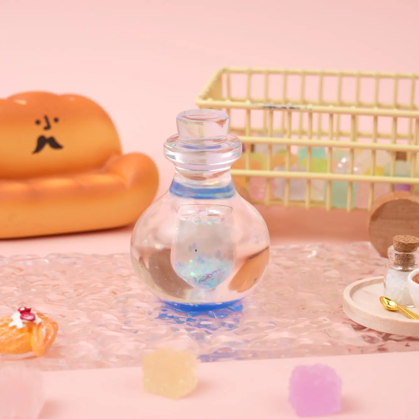 Pawtoto Aurora Glitter Wishing Bottle Squishy Soft Stress Relief Squishy, Food Grade Silicone, Creamy Clay Feel, Quick Rebound Stress Relief Toy for Summer Vibes, Squishy Stress Relief, Sensory Squishy