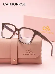 CATMONROE Fashion Tortoise Brown Blue Light Glasses Oversized Square Frame, Anti UV & Anti Glare, Comfortable Eyeglasses for Women for Office & Home Square Frame Eyewear