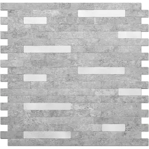 10 Sheets Peel and Stick Backsplash Wall Tiles, PVC Kitchen Backsplash Peel and Stick in Grey, 9.4 sq.ft