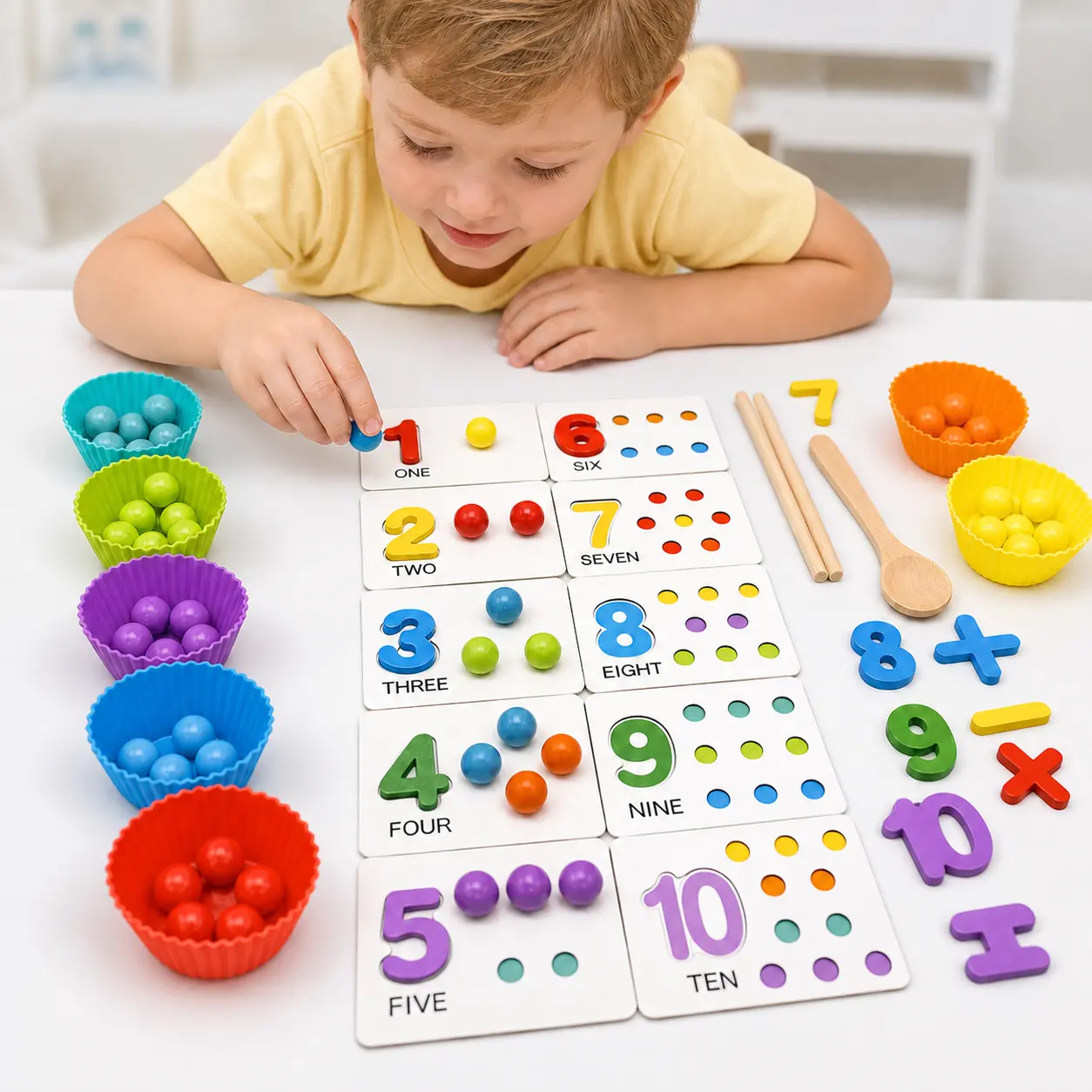 Educational Learning Tools Kids Learning Materials Toddler Stuff Sensory Toys Montessori Sorting at Home Montessori Toddler Toys Math Counting Game Kids Activities at Home Educational Toy Set For Kindergarten Learning Game Number Counting Blocks Math Teac