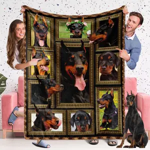 Doberman ​Blanket for Dog Lover, Flannel Throw Blanket for Couch Super Soft Cozy Bed Blanket Lightweight Plush Fuzzy Blankets and Throws for Sofa