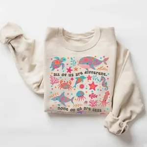 [Sale up to 70%] Autism Inclusion Sweatshirt, Neurodivergent All of Us Are Different Crewneck, Summer Special Education Teacher Tee, Gift for Teachers Teacher Sweatshirt, Teacher Gift, Teach