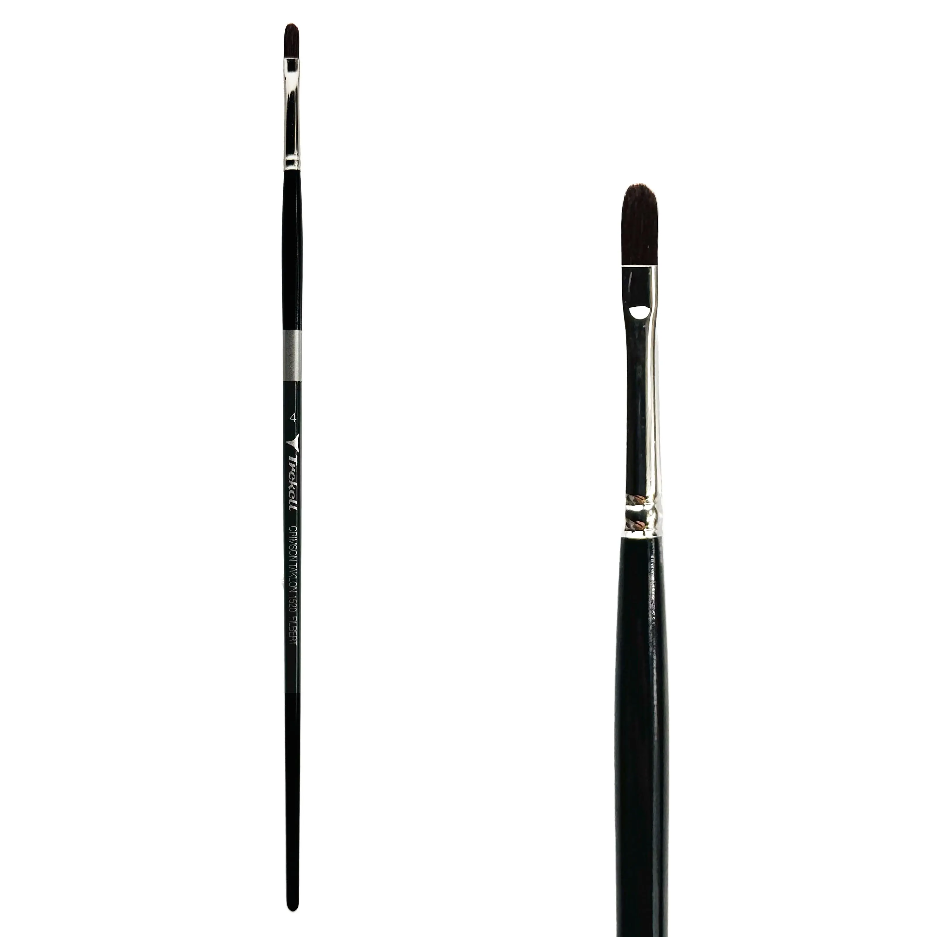 Trekell Crimson Taklon Long Handle Artist Brush - Size #4 Filbert