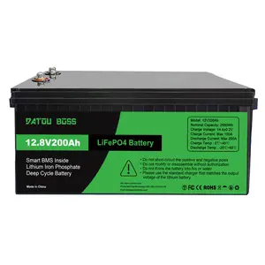 DATOUBOSS 12V 200Ah LiFePO4 Battery 2560Wh | 15000+ Deep Cycles, 200A BMS, Long Lifespan Lithium Battery for RV, Camper, Boat, Off-Grid Solar System, Backup Power