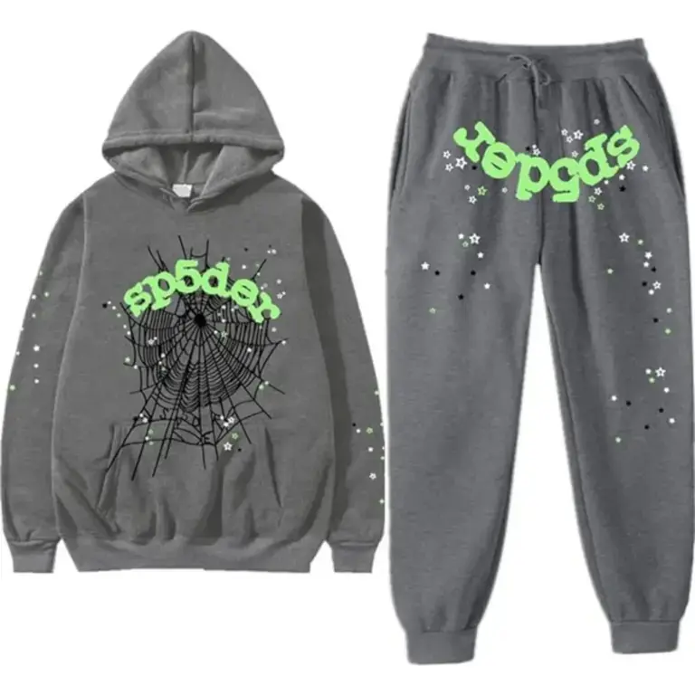 Sp Web Graphic Hoodie & Sweatpants Set for Men & Women – Oversized Streetwear Pullover Hoodie with Jogger Pants, Casual 2-Piece Tracksuit