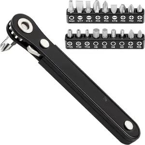 20-Piece Right Angle  Set, 1/4" Mini Ratchet with High Torque - 90-Degree Offset  for Tight Spaces, Auto Repair, Electronics, DIY Home Improvement EDC Tool Kit