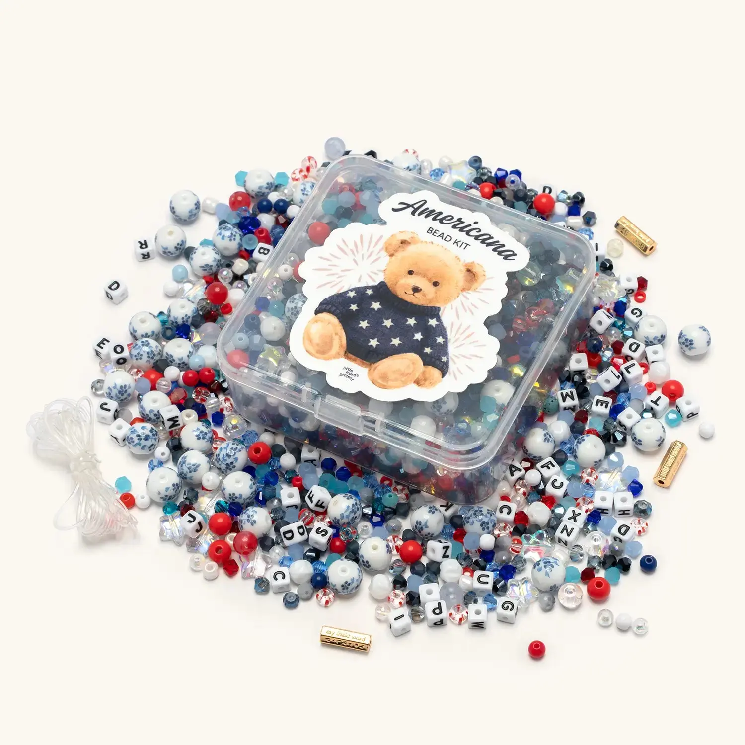 Little Words Project - Americana Bead Kit - DIY Beaded Bracelet Kit, Red White and Blue Beads - Make It Red White and You Little Words Project - Americana Bead Kit - DIY Beaded Bracelet Kit, Red White and Blue Beads - Make It Red White and You