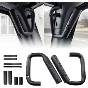 Front Grab Handle Kit Aluminum Alloy Grab Bar For 2007-2018 Jeep Wrangler JK,JKU Rubicon,Sport,Sahara (Black)
