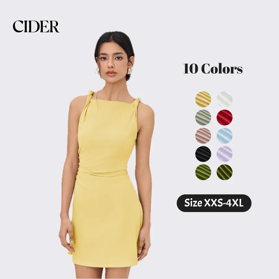 Cider Boat Neck Twist Ruched Mini Dress SohoChic