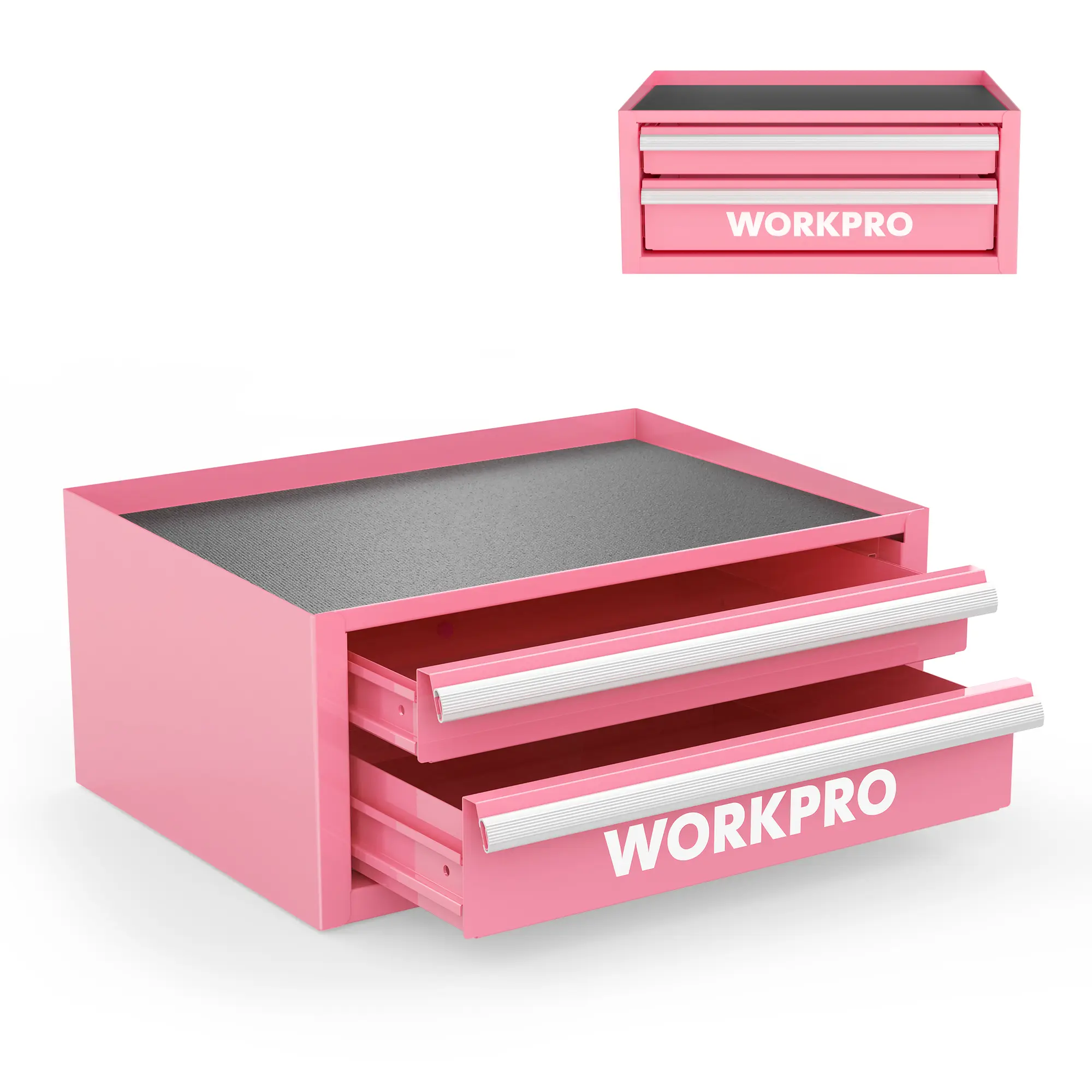 #toolupgrade WORKPRO 12.5" Mini Tool Box with 2 Drawers & 1 Open Top Storage, Small Metal Tool Chest with PVC Liners & PP Feet Pads, Cold Rolled Steel Toolbox with Drawer Liners & Magnetic Tabs