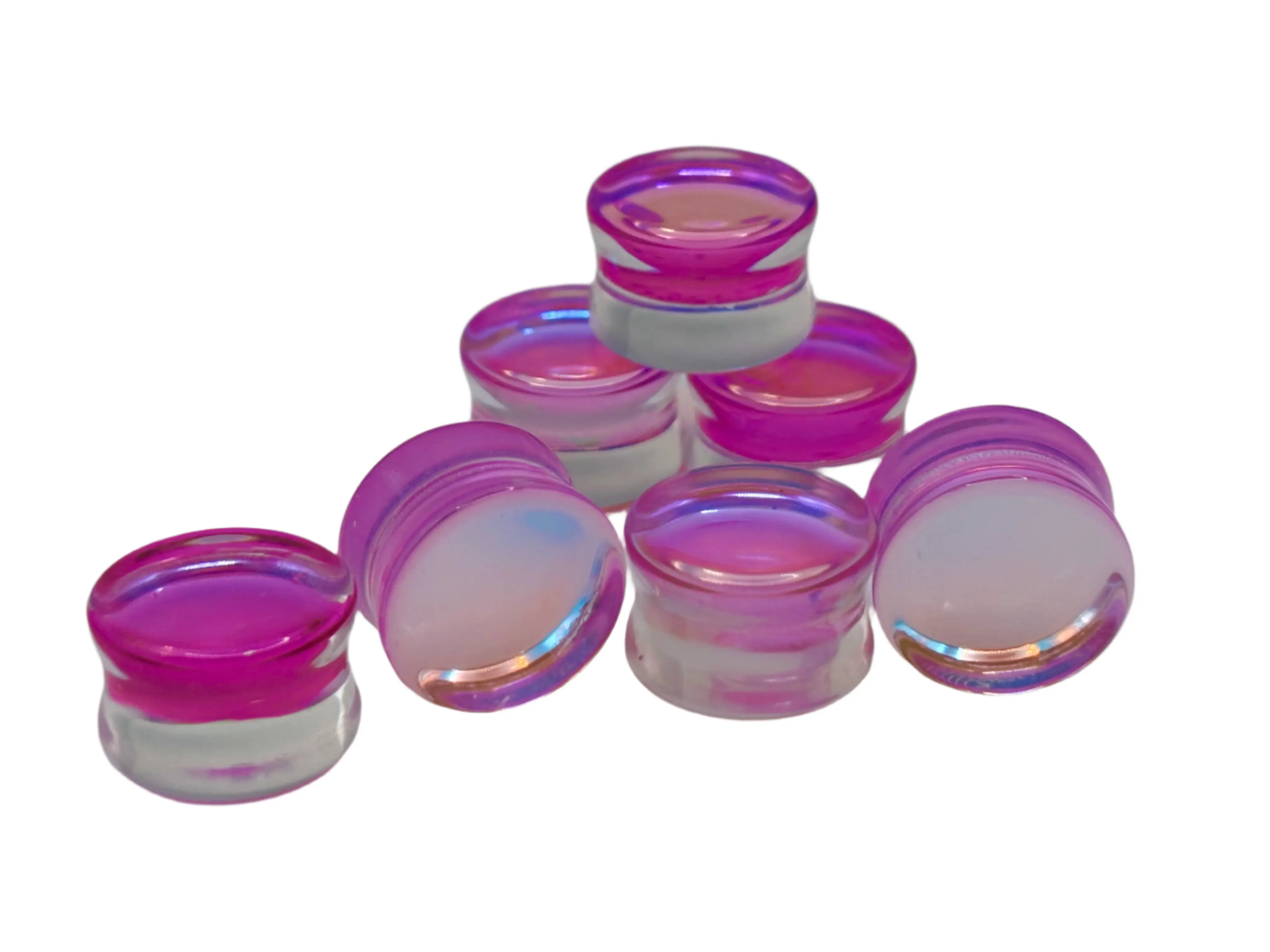 Pink Glass Double Flare for Gauged Ears