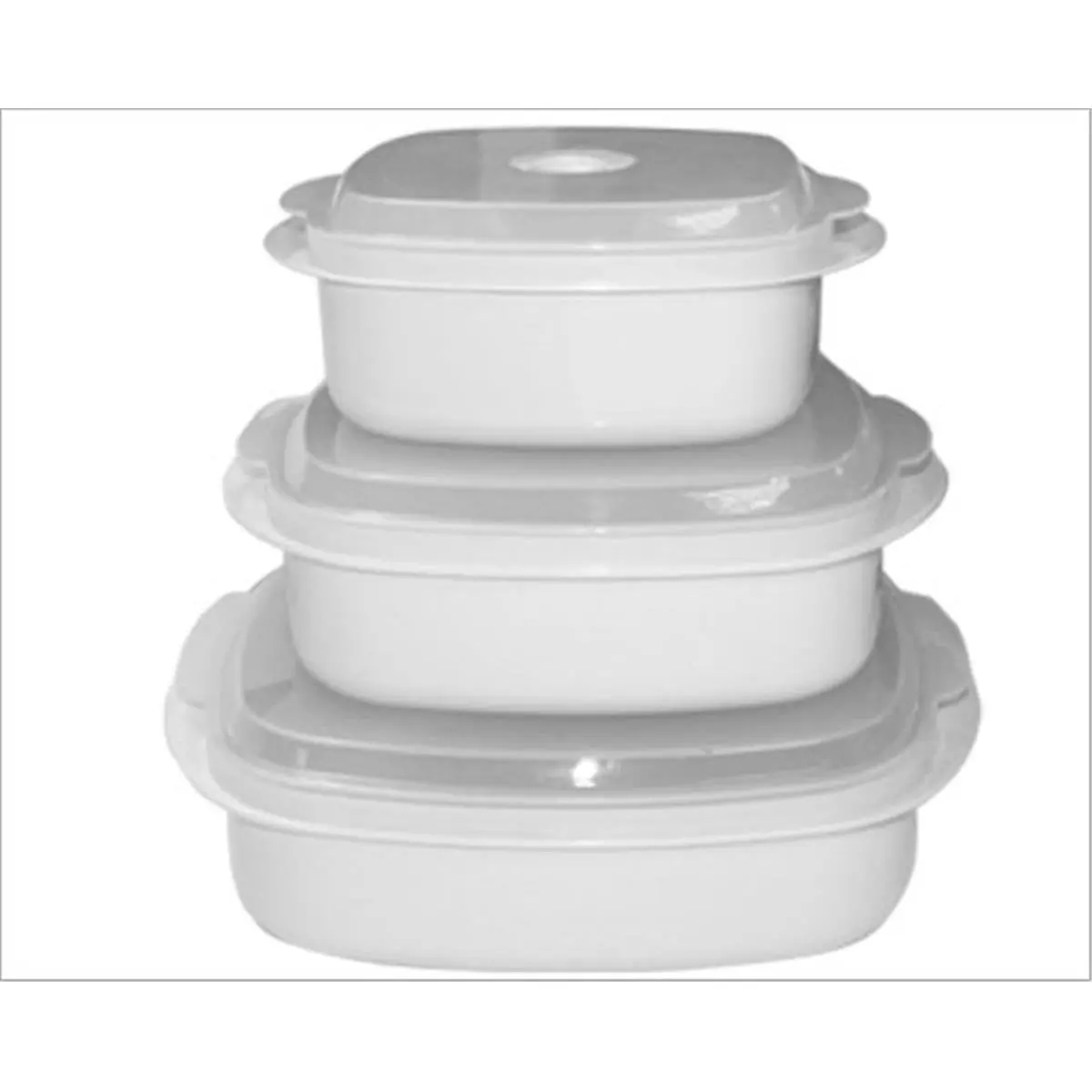 212 MAIN White Plastic Multi-Size Microwave Steamer Cookware Set - 40 oz, 16 oz, 28 oz Sizes, Adjustable Steamer Lids, Nutrient-Retaining Design for Kitchen Food Preparation