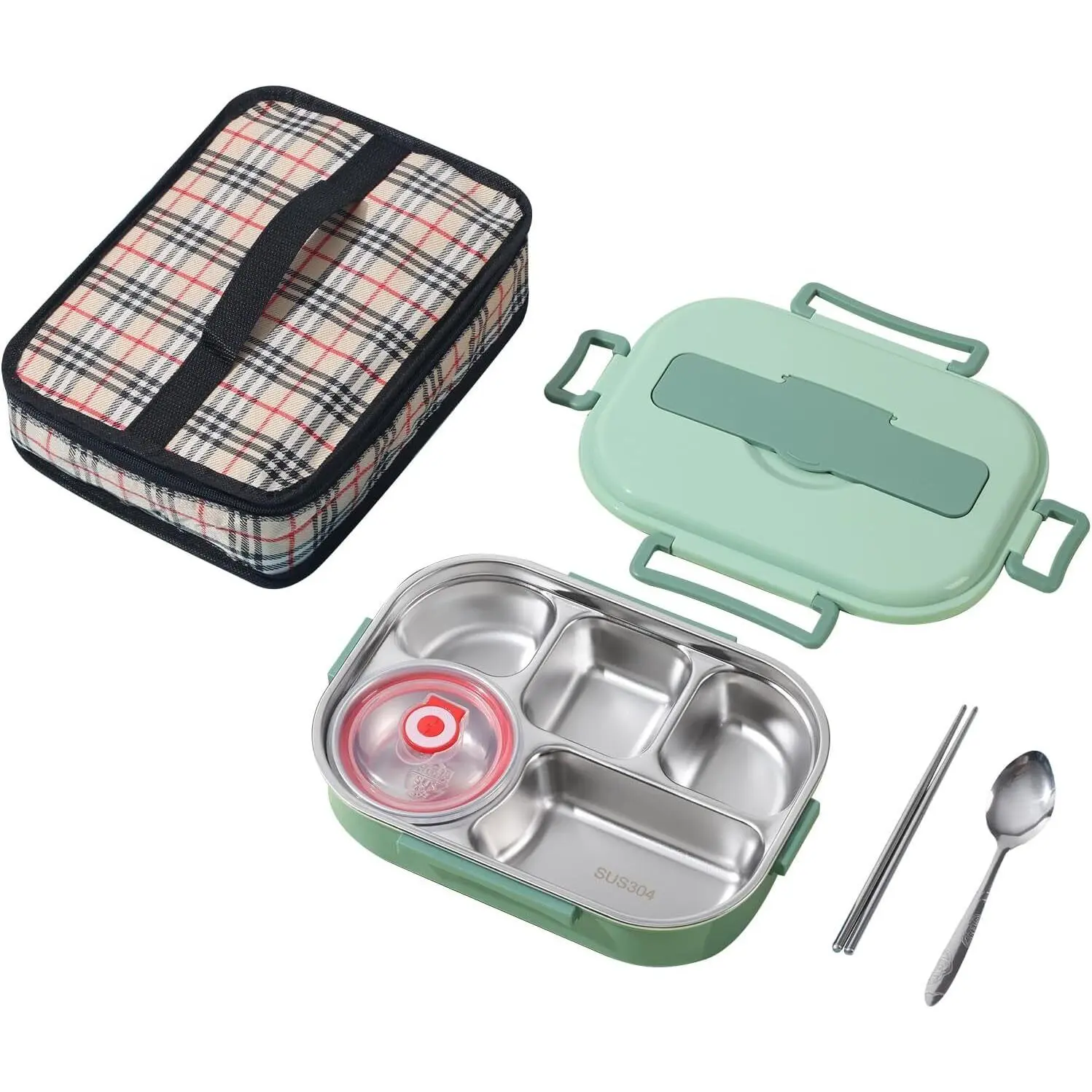 Portable Stainless Steel Meal Box Set With Cutlery, Sealed Soup Bowl, And Extra Long Insulated Bagsuitable For Microwave And Water Heating, Perfect For Office. Outdoor Work, And Camping Dining