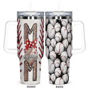 Baseball Mom Design 40oz Tumbler, Stainless Steel Insulated Cup, Baseball Lover Gift, Unique Birthday Gift for Mother, Wife, Women, Drinkware, Bottles