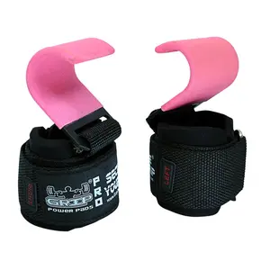 FIT PINK Weight Lifting Metal Hooks Neoprene Padded Wrist Wraps Set of 2