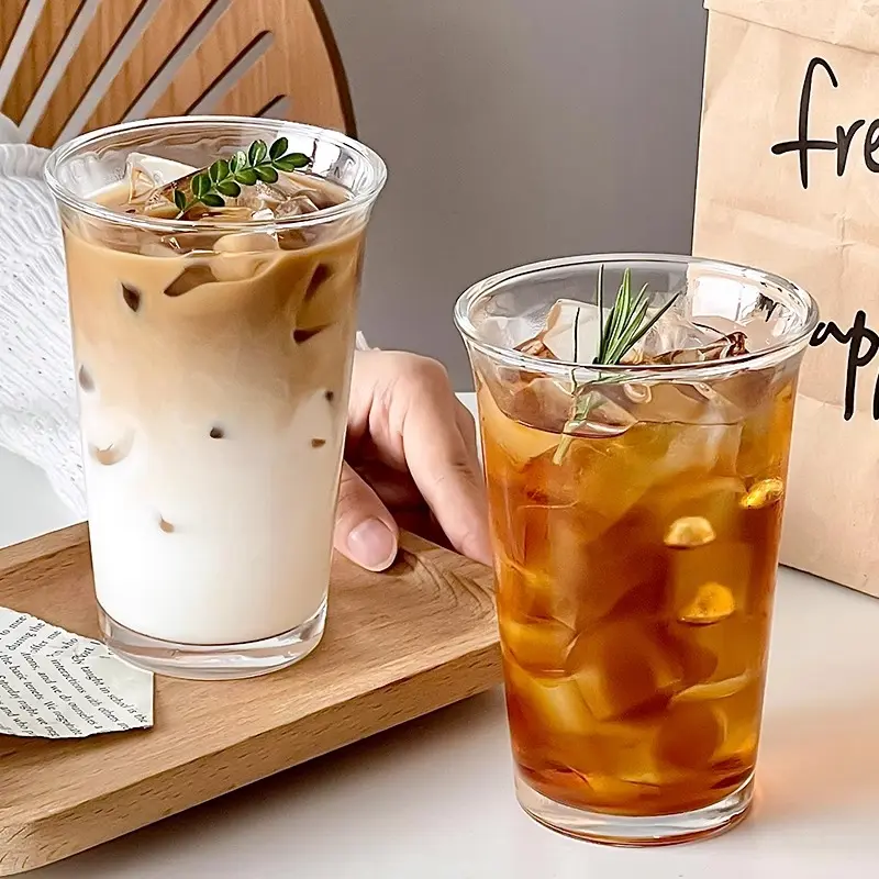 13.38oz Large Capacity Heat Resistant Crystal Glass Cup, Translucent Glass, Clear Glass, Suitable for Coffee Juice Milk Drinks, Transparent Thickened Office Essential, Stylish Glass Cups, Glass Beverage Cups, Glass Drinking Cup, Drinkware Glass