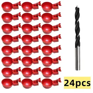 Automatic Chicken Water Cups Set, 12/24/36 Pieces, Poultry Feeder and Drinking Machine, Suitable for Chickens Ducks Quails