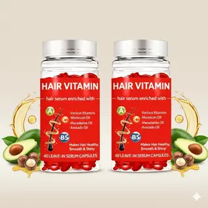 80 Pcs Hair Vitamin Serum Oil Capsule, Hair Treatment Serum with Vitamins A C E Pro B5, Enriched with Moroccan Macadamia Avocado Oils, No Rinse, For Hair Repair, Moisturizing, Women & Men