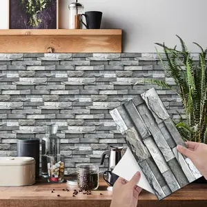 3D Vintage Wall Tile Pattern Self-adhesive Sticker, Peel and Stick Wallpaper Designs, 12/24pcs Waterproof & Moisture-resistant Wall Sticker, Suitable for Interior Walls, Kitchen, Living Room, and Bathroom