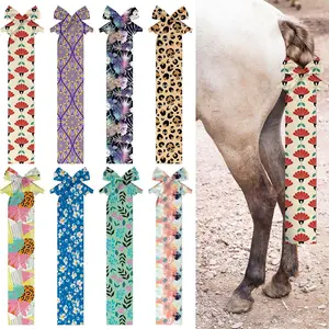 8 count Horse Tail Bag Breathable Guard Stretchy 22" Slip on Horse Tail Wrap 2 Strand Closure Straps  Supplies to Keep from Dirt Breakage Rubbing 8 Designs