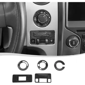 for Ford F-150 Raptor 2009-2014 Center Console Dash Switch Button Cover Compatible with Ford F150 Raptor 2009-2014(Carbon Fiber Black,5Pcs,ABS)