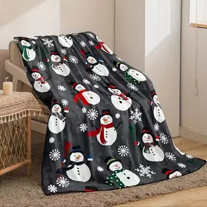 Winter Christmas Snowman Series, luxury flannel blanket, suitable for home, bedroom, sofa, travel, home, high-end gift, perfect gift! Ultra-light, soft, warm velvet blanket, 100% polyester material, no pilling and no fading.