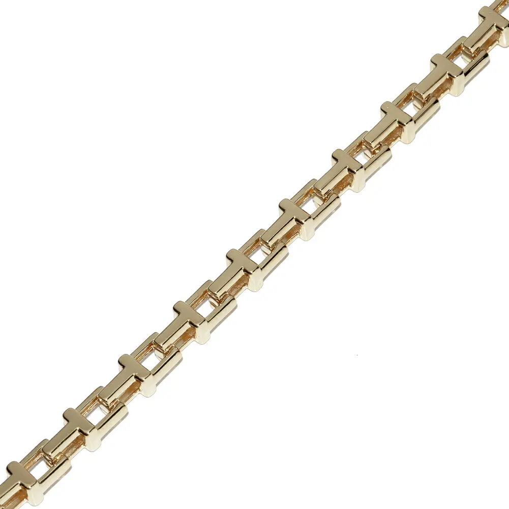 Pre-owned Tiffany & Co. 18K Yellow Gold (Au750) Small Leather Goods Tiffany T Chain Au750 Bracelet