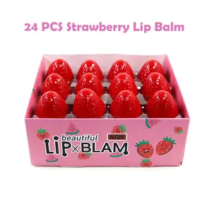 QIUFSSE 24-Pack Strawberry Flavor Lip Balm, Deeply Hydrating & Smudge-Proof Lip Care, Portable Natural Moisturizing Kit, All-Day Long-Wearing Lip Shield, Perfect Gift Set for Radiant Lips