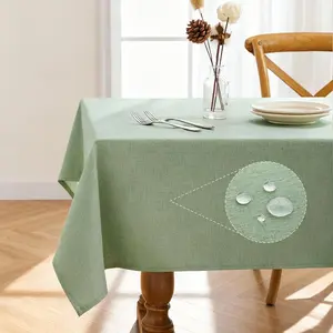 Pureegg Rectangle Linen Tablecloth Waterproof & Stain Resistant, Wrinkle-Free Table Cloth Adds Elegance and Protection, Ideal for Dining, Party, Wedding and Outdoor, 52 x 70 Inch, Sage Green