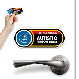 Autistic Person Inside - 1 Small 2x5 inch Permanent Sticker - Matte Laminated Waterproof & UV Resistant Vinyl - Autism Awareness Sign