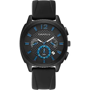 Caravelle by Bulova Sport Chronograph Black Silicone Mens Watch 45B159